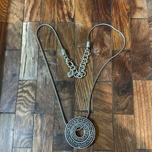 Brighton Central Park Double Disc Silver Plated Pendant 16-18” Necklace